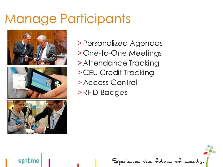 Manage Participants > Personalized Agendas > One-to-One Meetings > Attendance Tracking > CEU Credit