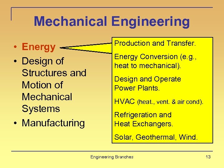 Mechanical Engineering • Energy • Design of Structures and Motion of Mechanical Systems •