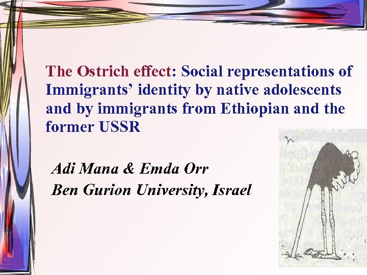 The Ostrich effect: Social representations of Immigrants’ identity by native adolescents and by immigrants