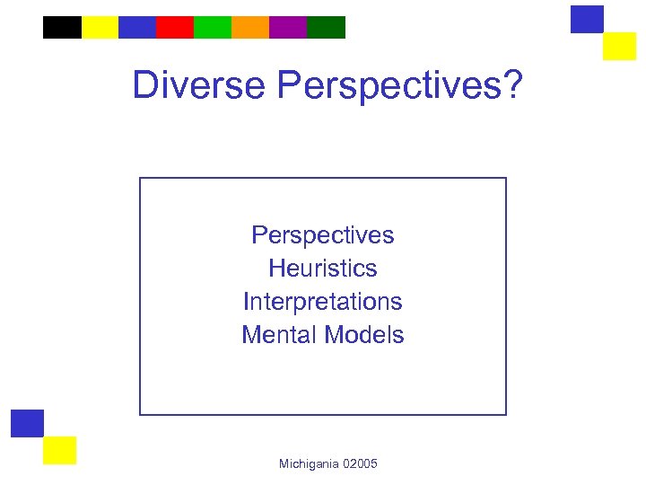 Diverse Perspectives? Perspectives Heuristics Interpretations Mental Models Michigania 02005 