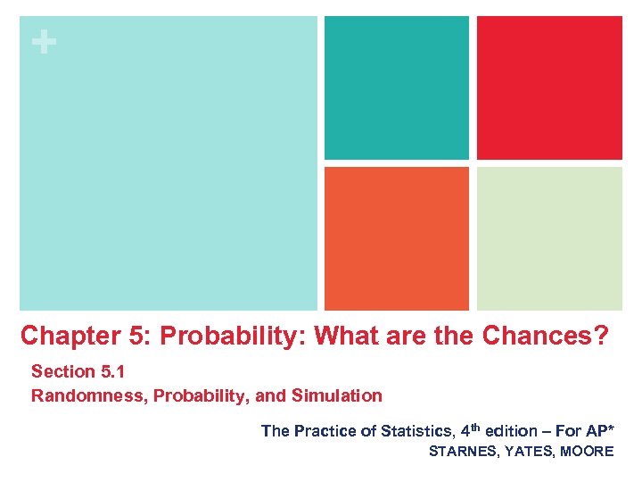 + Chapter 5: Probability: What are the Chances? Section 5. 1 Randomness, Probability, and