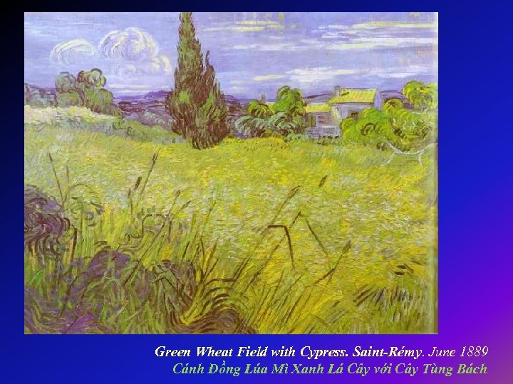 Green Wheat Field with Cypress. Saint-Rémy. June 1889 Cánh Đồng Lúa Mì Xanh Lá