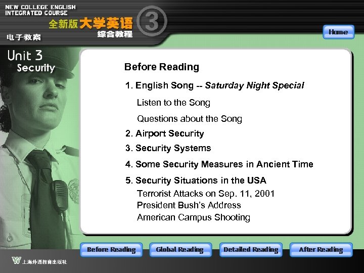 Before Reading 1. English Song -- Saturday Night Special Listen to the Song Questions
