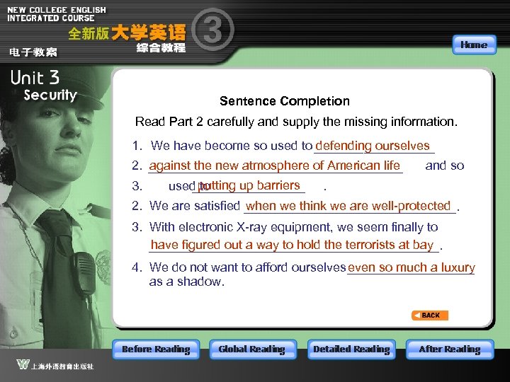 Sentence Completion Read Part 2 carefully and supply the missing information. defending ourselves 1.
