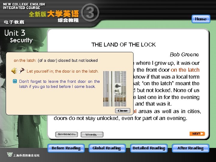 THE LAND OF THE LOCK Bob Greene on the latch: (of a door) closed