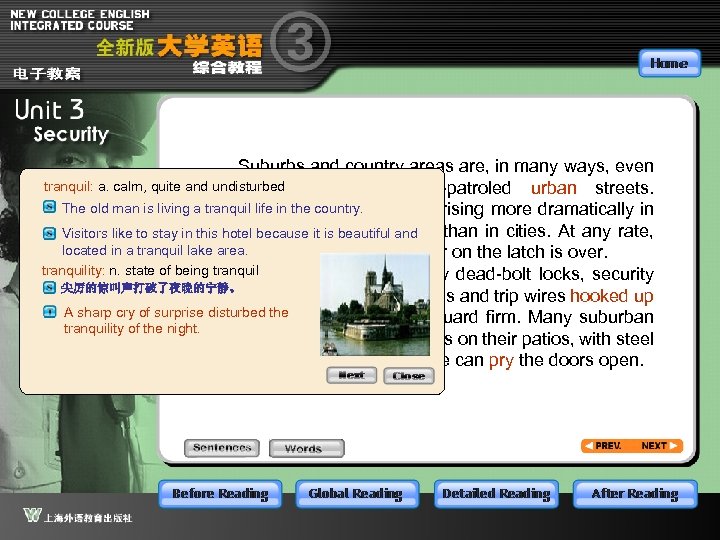 Suburbs and country areas are, in many ways, even tranquil: a. calm, quite and