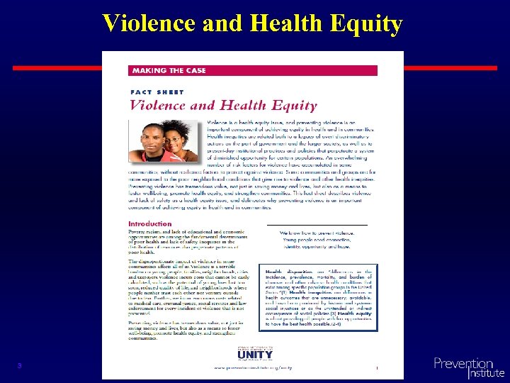 Violence and Health Equity 3 