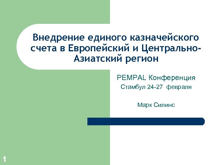 Внедрение единого казначейского счета в Европейский и Центрально. Азиатский регион PEMPAL Конференция Стамбул 24