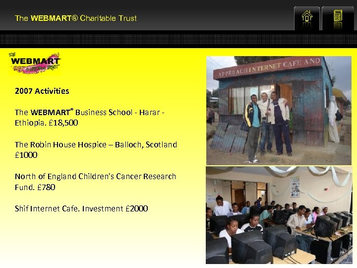 The WEBMART® Charitable Trust 2007 Activities The WEBMART® Business School - Harar - Ethiopia.