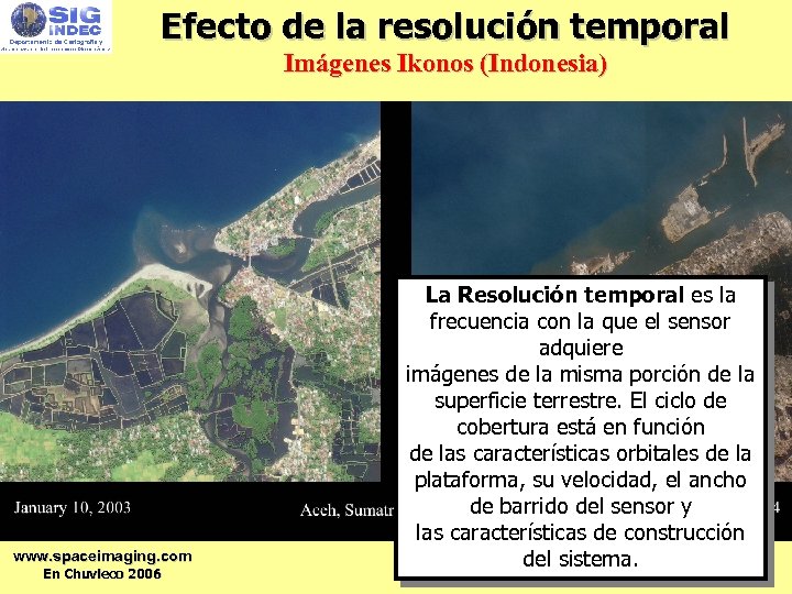 Efecto de la resolución temporal Imágenes Ikonos (Indonesia) www. spaceimaging. com En Chuvieco 2006