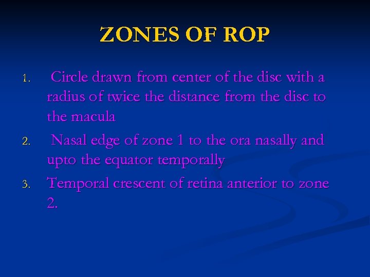 ZONES OF ROP 1. 2. 3. Circle drawn from center of the disc with