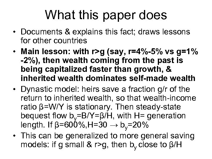 What this paper does • Documents & explains this fact; draws lessons for other