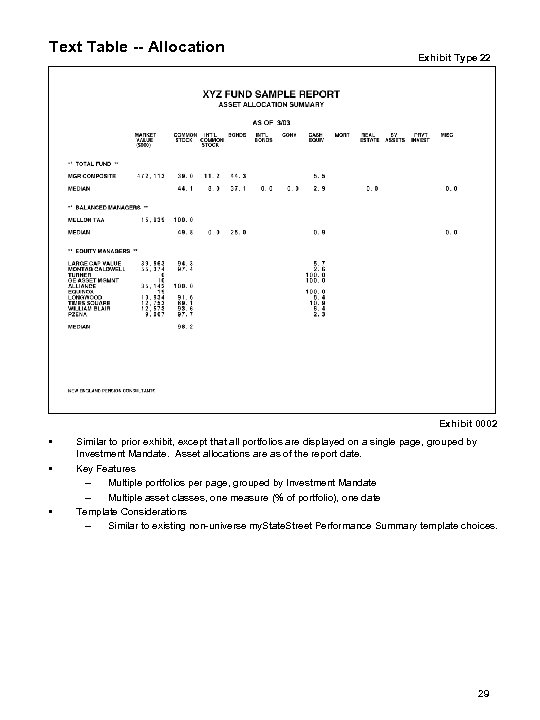 Text Table -- Allocation Exhibit Type 22 Exhibit 0002 • • • Similar to