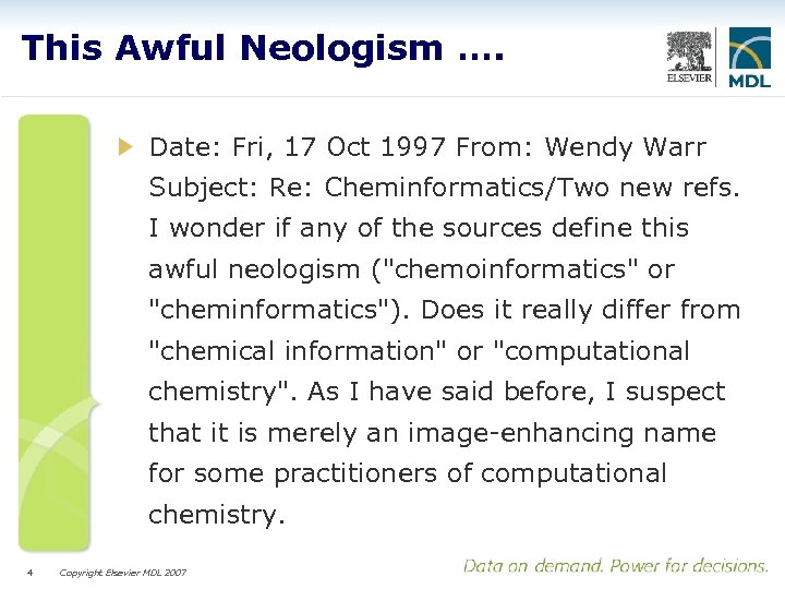 This Awful Neologism …. Date: Fri, 17 Oct 1997 From: Wendy Warr Subject: Re: