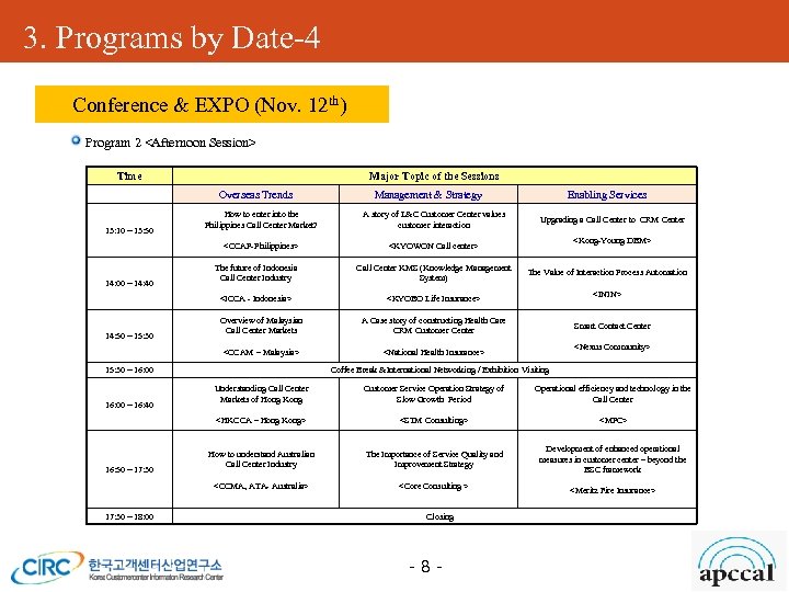 3. Programs by Date-4 Conference & EXPO (Nov. 12 th) Program 2 <Afternoon Session>