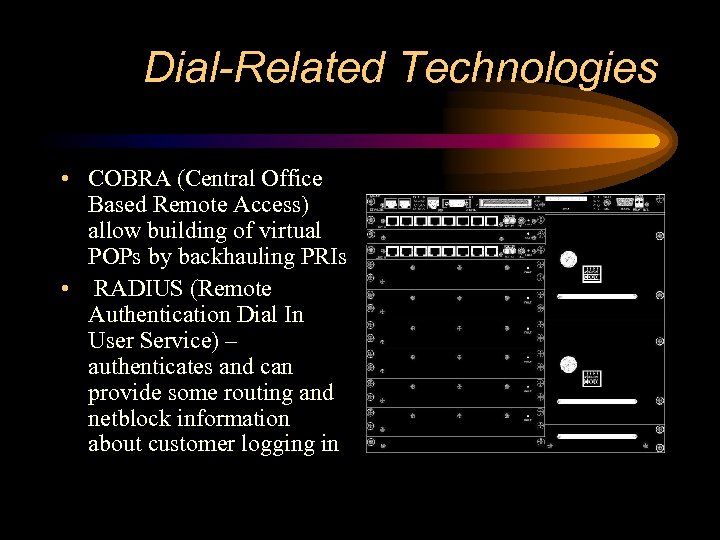 Dial-Related Technologies • COBRA (Central Office Based Remote Access) allow building of virtual POPs