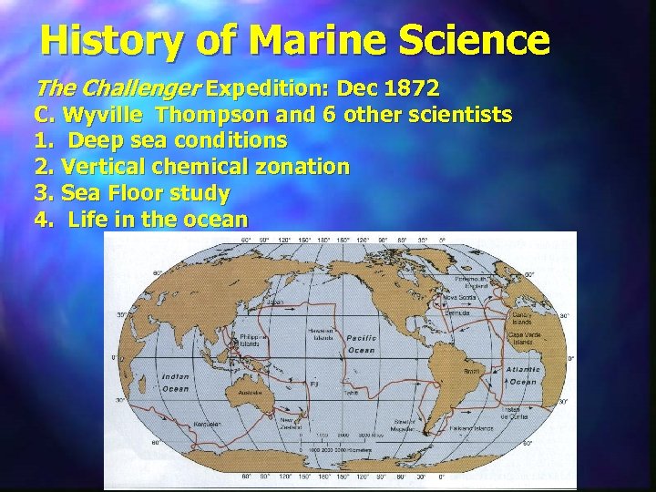 History of Marine Science The Challenger Expedition: Dec 1872 C. Wyville Thompson and 6