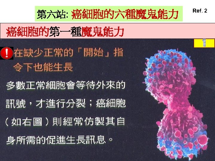 第六站: 癌細胞的六種魔鬼能力 癌細胞的第一種魔鬼能力 Ref. 2 