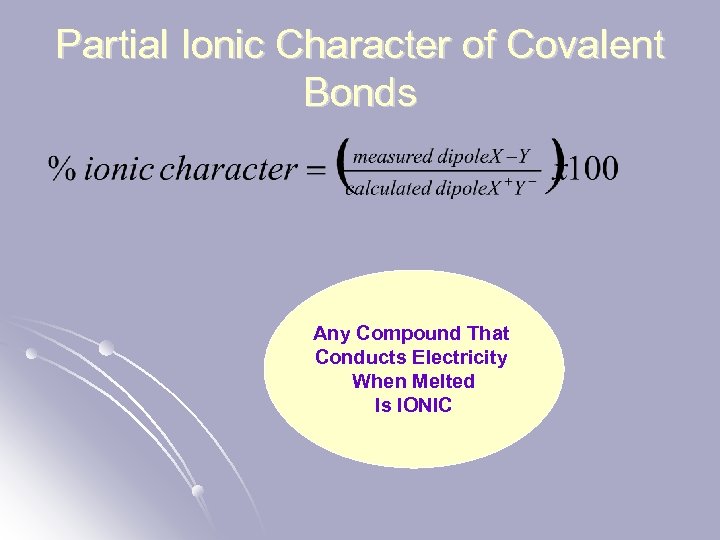 Partial Ionic Character of Covalent Bonds Any Compound That Conducts Electricity When Melted Is