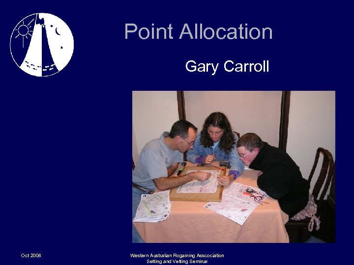 Point Allocation Gary Carroll Oct 2008 Western Australian Rogaining Asscociation Setting and Vetting Seminar