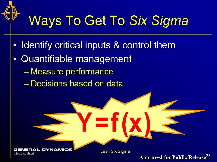 Ways To Get To Six Sigma • Identify critical inputs & control them •