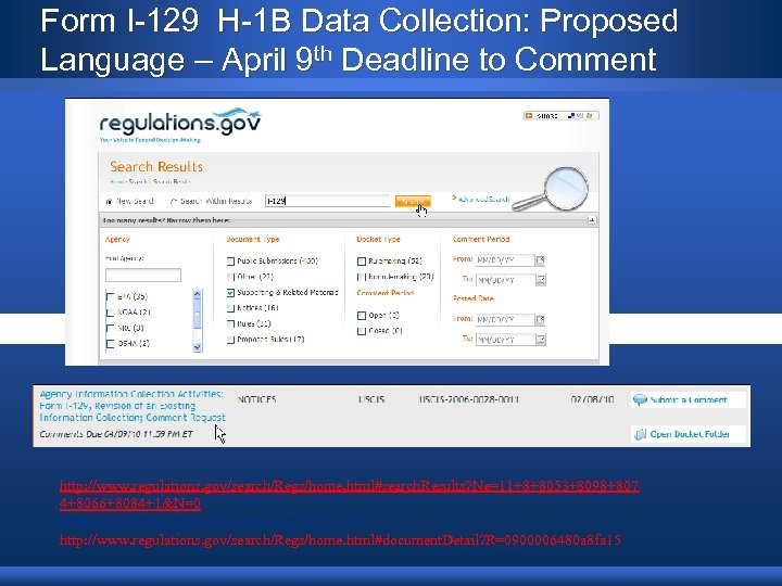Form I-129 H-1 B Data Collection: Proposed Language – April 9 th Deadline to