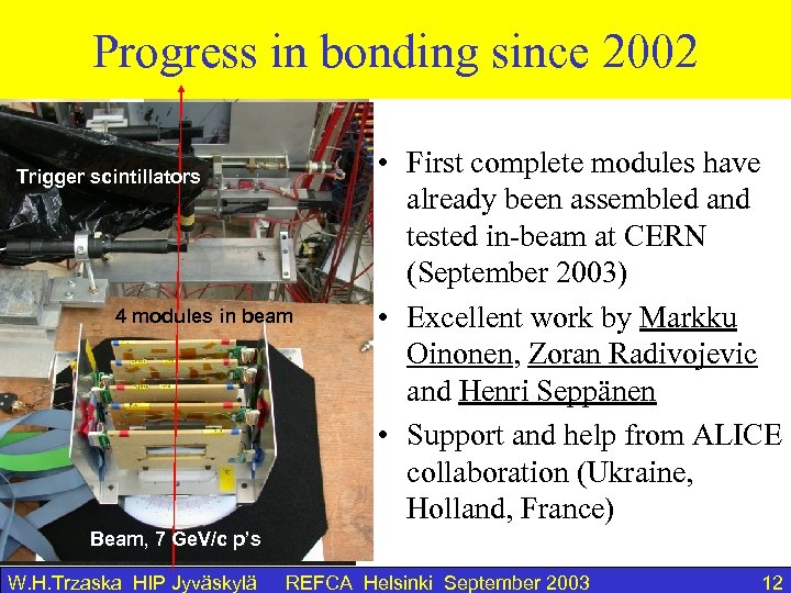 Progress in bonding since 2002 • First complete modules have already been assembled and