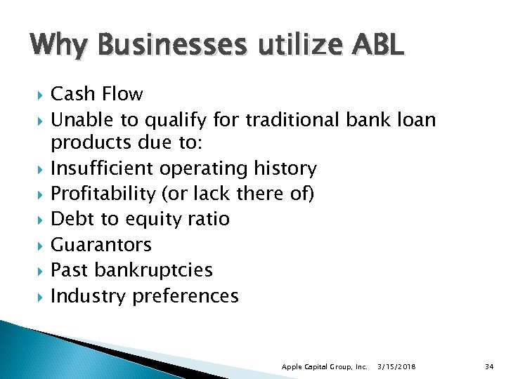 Why Businesses utilize ABL Cash Flow Unable to qualify for traditional bank loan products