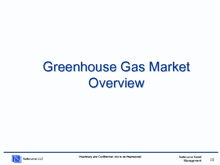 Greenhouse Gas Market Overview Natsource LLC Proprietary and Confidential- Not to be Reproduced Natsource