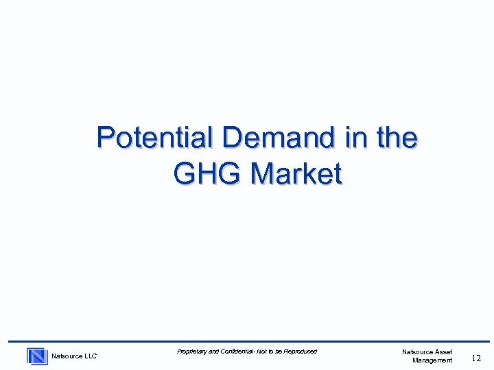 Potential Demand in the GHG Market Natsource LLC Proprietary and Confidential- Not to be