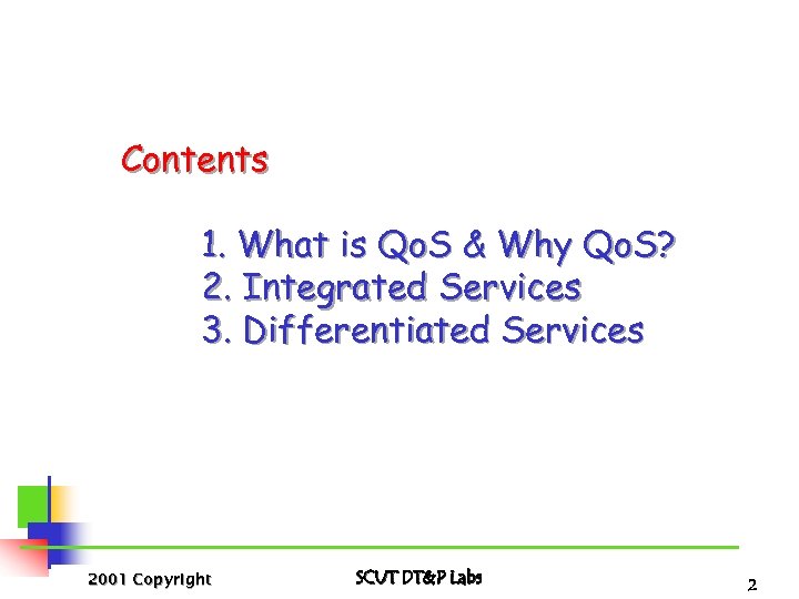 Contents 1. What is Qo. S & Why Qo. S? 2. Integrated Services 3.