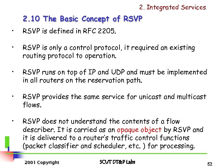 2. Integrated Services 2. 10 The Basic Concept of RSVP • RSVP is defined