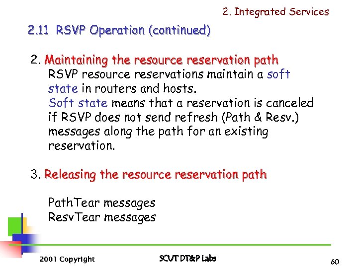 2. Integrated Services 2. 11 RSVP Operation (continued) 2. Maintaining the resource reservation path