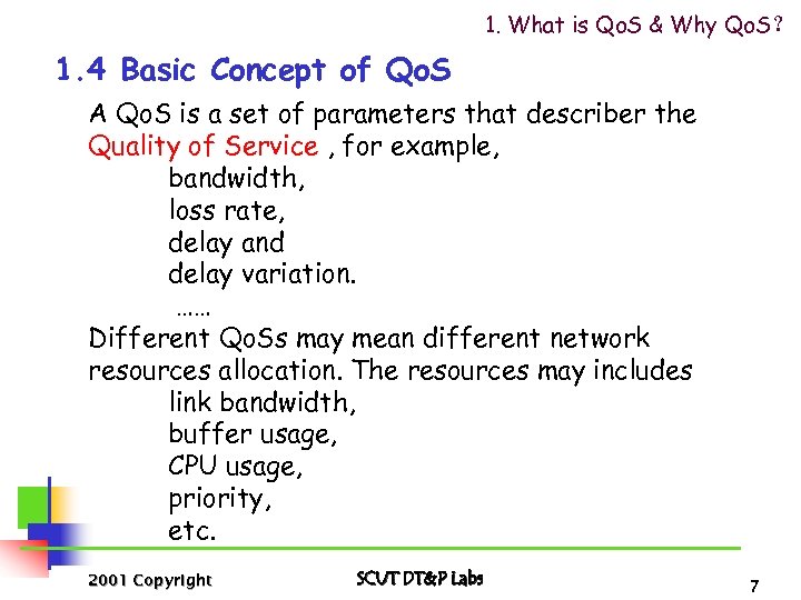 1. What is Qo. S & Why Qo. S？ 1. 4 Basic Concept of