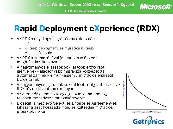 Áttérés Windows Server 2003 -ra és Szerverfelügyelet GTM szeminárium sorozat Rapid Deployment e. Xperience