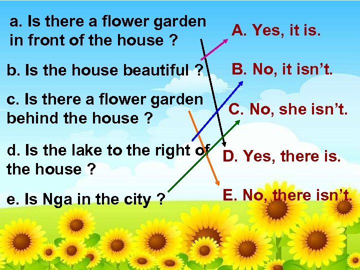 a. Is there a flower garden in front of the house ? A. Yes,