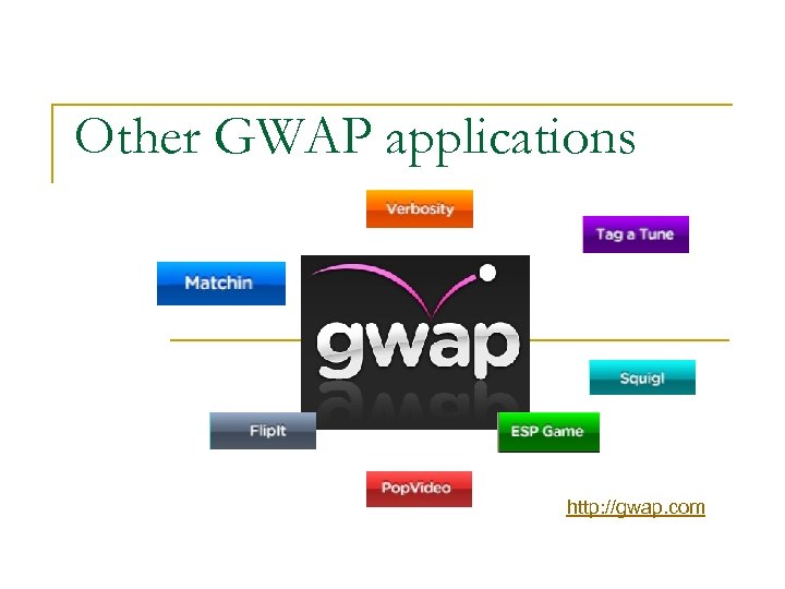 Other GWAP applications http: //gwap. com 