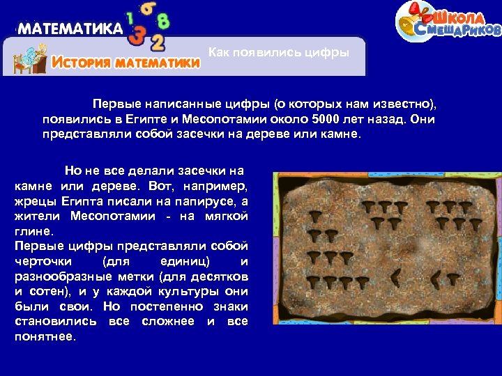 Как появились цифры Первые написанные цифры (о которых нам известно), появились в Египте и