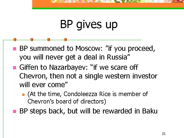 BP gives up n n BP summoned to Moscow: ”if you proceed, you will