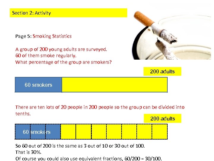 Section 2: Activity Page 5: Smoking Statistics A group of 200 young adults are