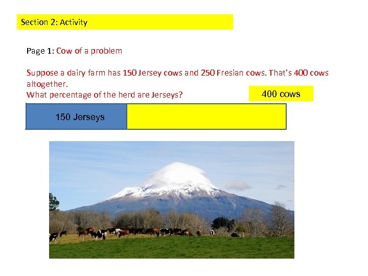 Section 2: Activity Page 1: Cow of a problem Suppose a dairy farm has