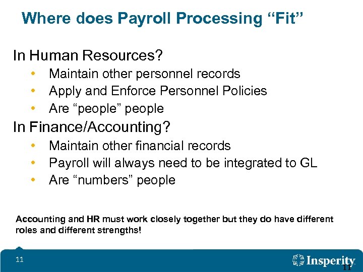 Where does Payroll Processing “Fit” In Human Resources? • • • Maintain other personnel