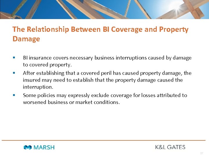 The Relationship Between BI Coverage and Property Damage § § § BI insurance covers