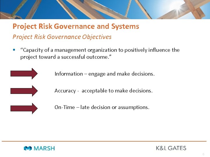 Project Risk Governance and Systems Project Risk Governance Objectives § “Capacity of a management