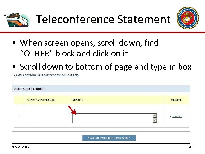 Teleconference Statement • When screen opens, scroll down, find “OTHER” block and click on