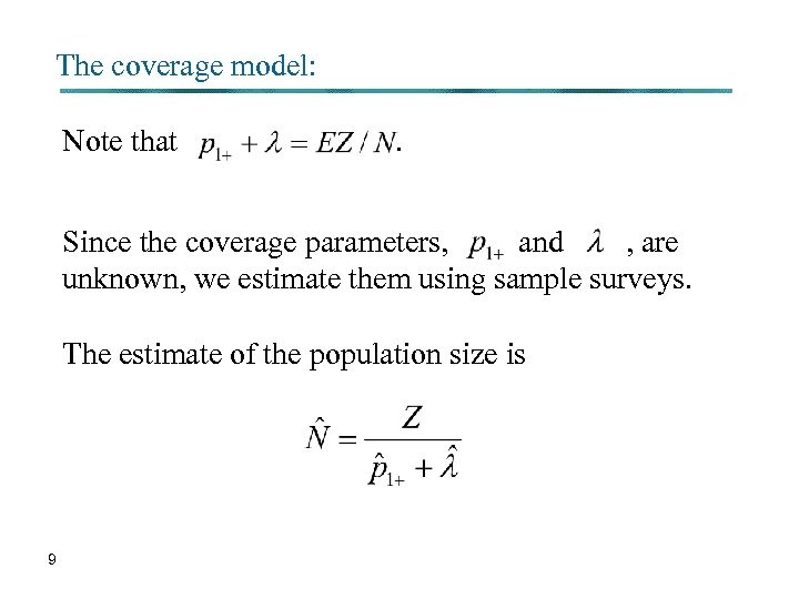 The coverage model: Note that . Since the coverage parameters, and , are unknown,