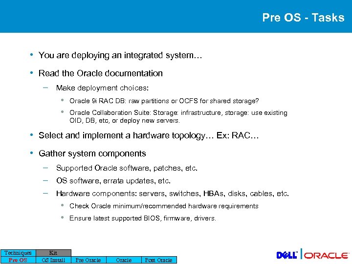 Pre OS - Tasks • You are deploying an integrated system… • Read the