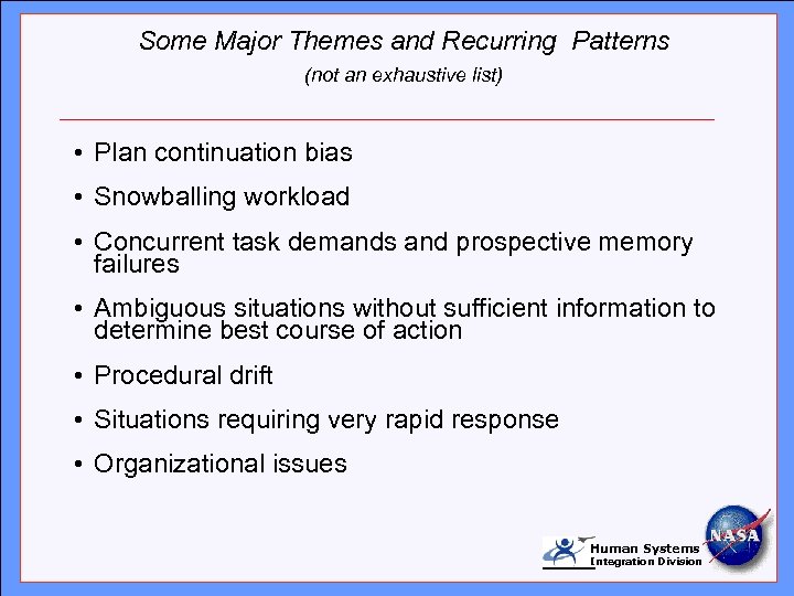 Some Major Themes and Recurring Patterns (not an exhaustive list) Click to edit Master