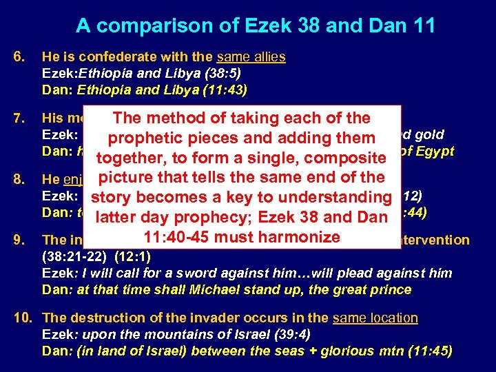 A comparison of Ezek 38 and Dan 11 6. He is confederate with the