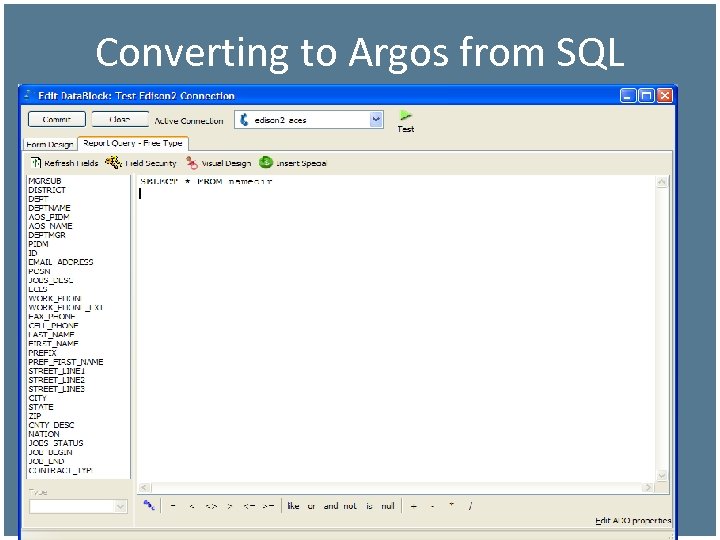 Converting to Argos from SQL 